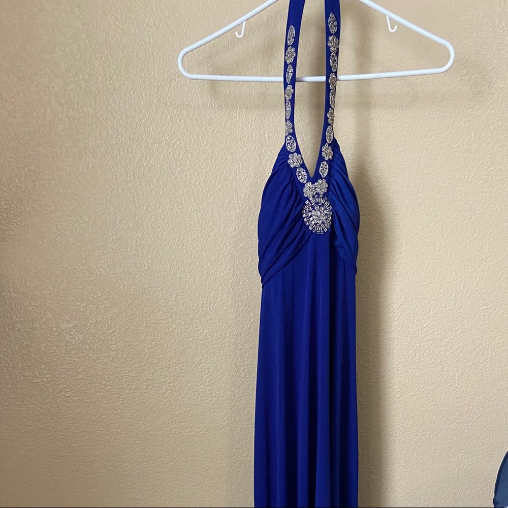 Royal Blue Halter Elegant Maxi Dress with Sequins